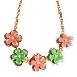 Bold Gold-Tone Floral Statement Necklace – Colorful Flower Design for Women